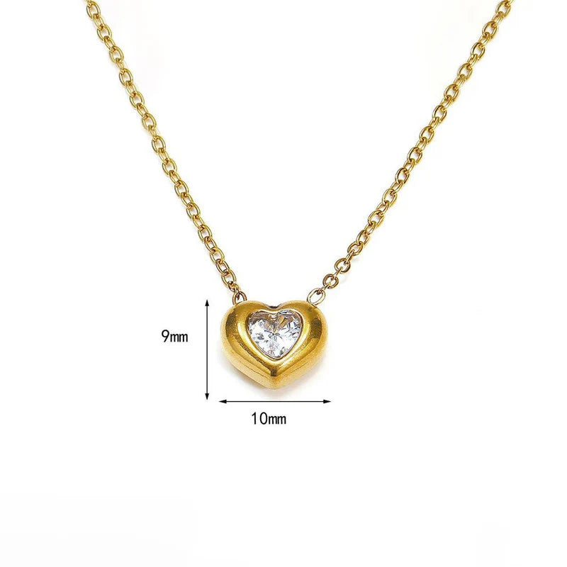 Gold-Tone Heart Crystal Anti-Tarnish Pendant Necklace