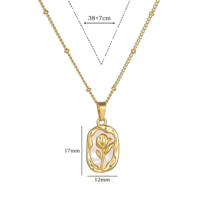 Gold-Tone Oval Leaf Pendant Anti-Tarnish Necklace