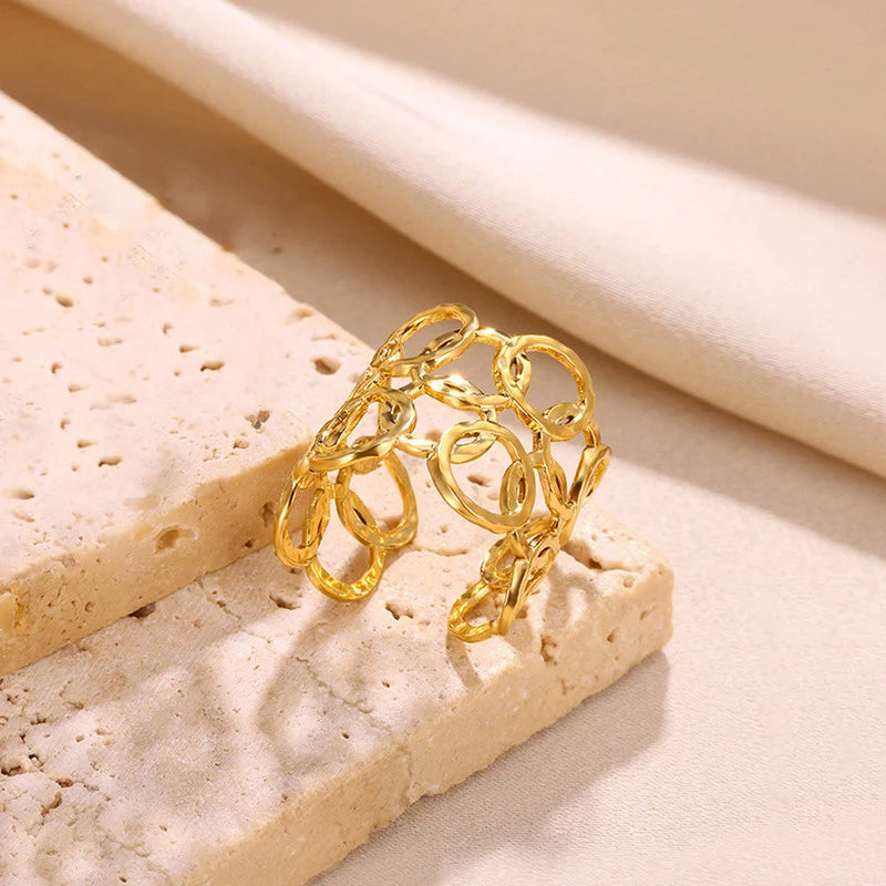 Gold-Tone Interlocking Circle Statement Ring