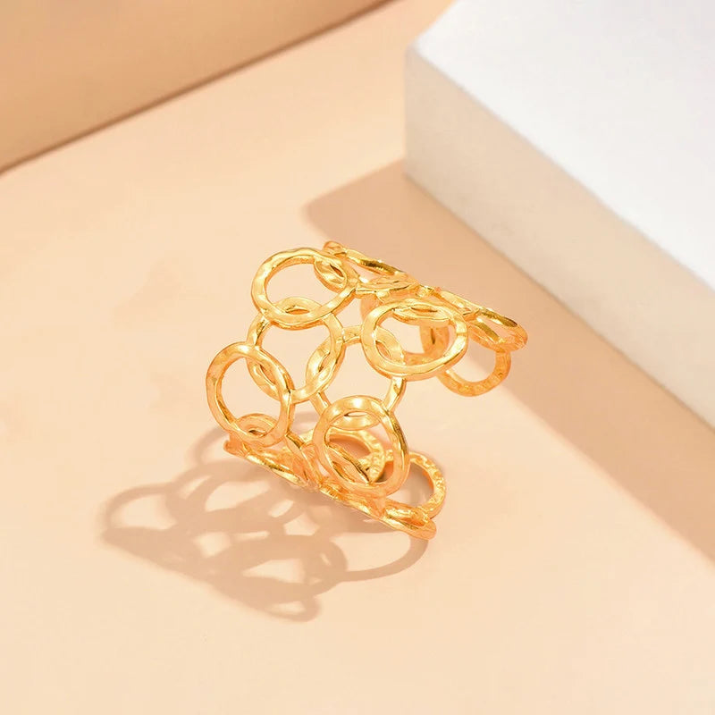 Gold-Tone Interlocking Circle Statement Ring