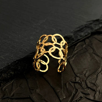 Gold-Tone Interlocking Circle Statement Ring