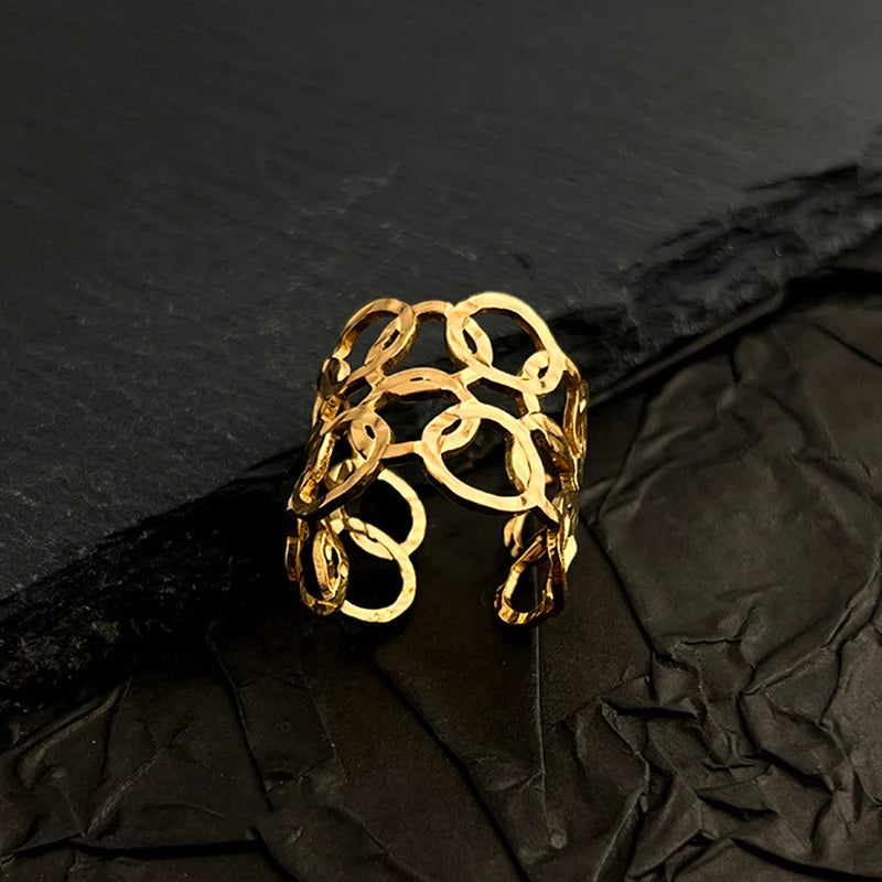 Gold-Tone Interlocking Circle Statement Ring