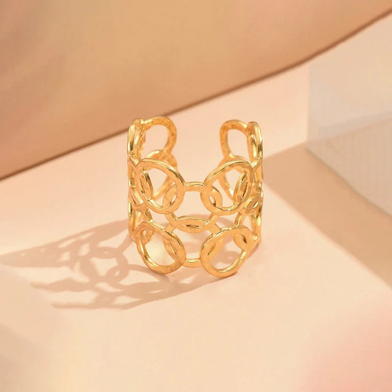 Gold-Tone Interlocking Circle Statement Ring