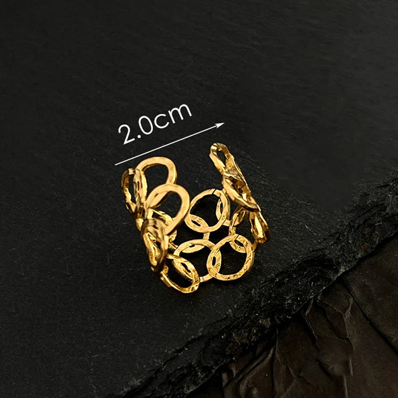 Gold-Tone Interlocking Circle Statement Ring