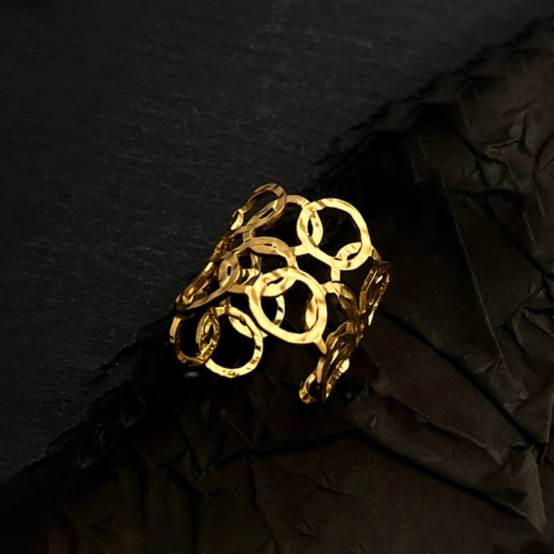 Gold-Tone Interlocking Circle Statement Ring