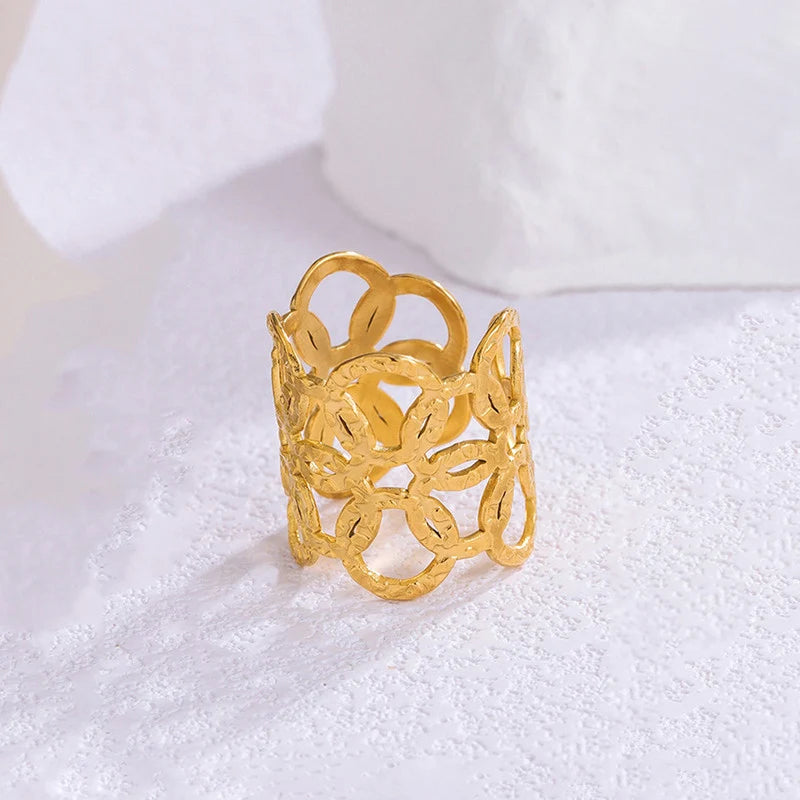 Gold-Tone Interlocking Circle Statement Ring