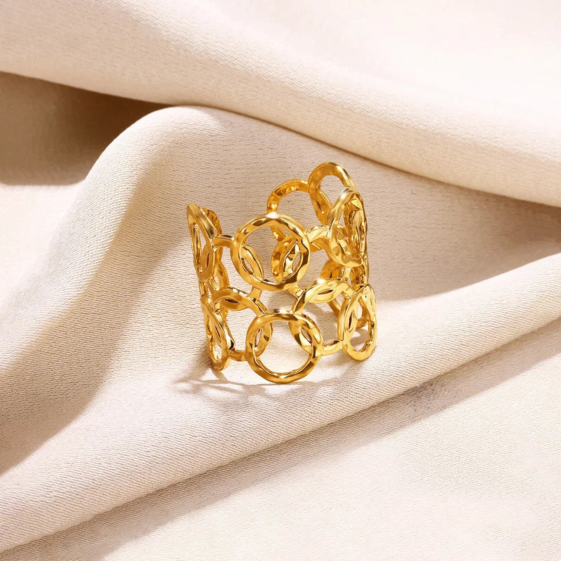 Gold-Tone Interlocking Circle Statement Ring