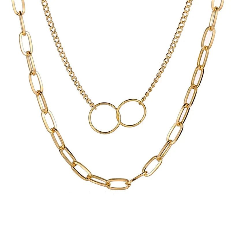 Gold-Tone Layered Double Chain Necklace