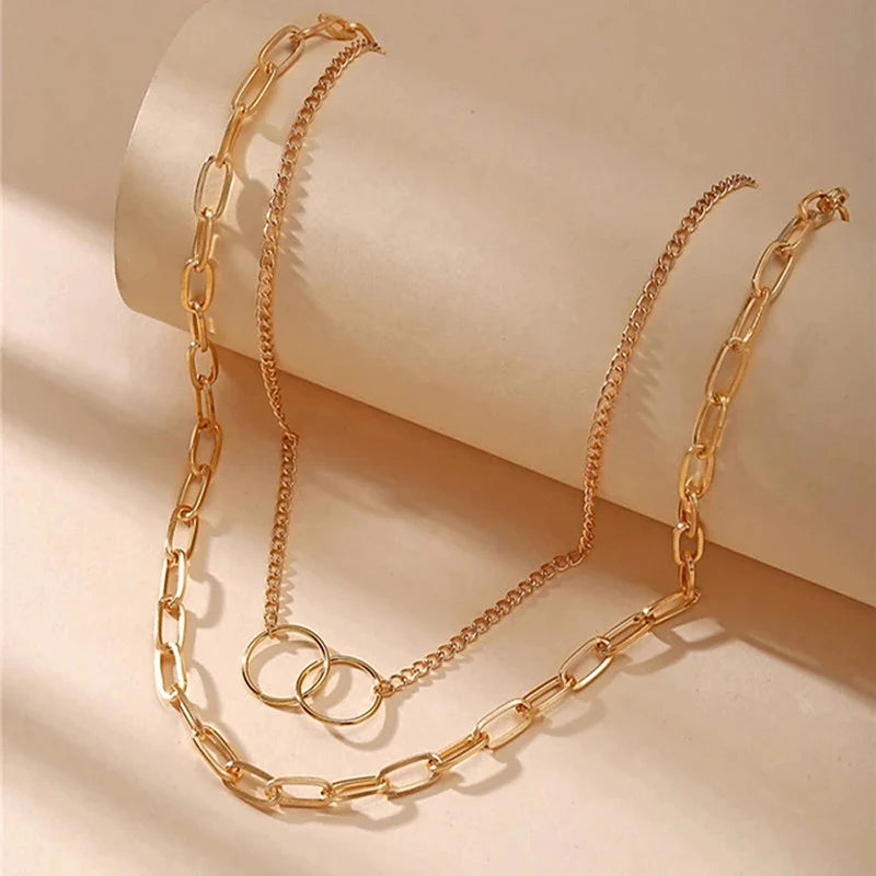 Gold-Tone Layered Double Chain Necklace