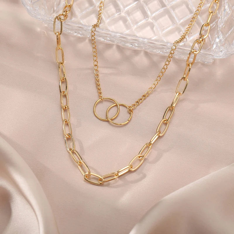 Gold-Tone Layered Double Chain Necklace