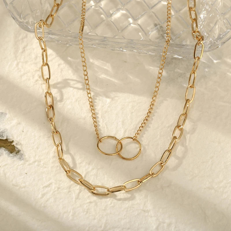 Gold-Tone Layered Double Chain Necklace