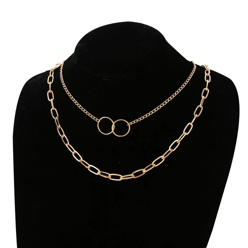 Gold-Tone Layered Double Chain Necklace
