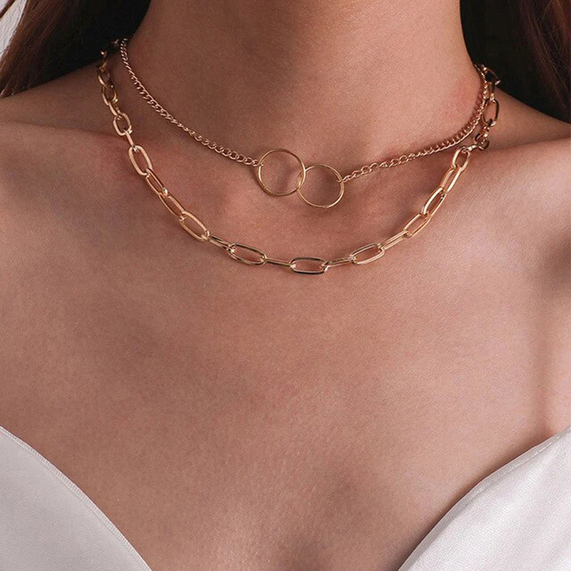 Gold-Tone Layered Double Chain Necklace