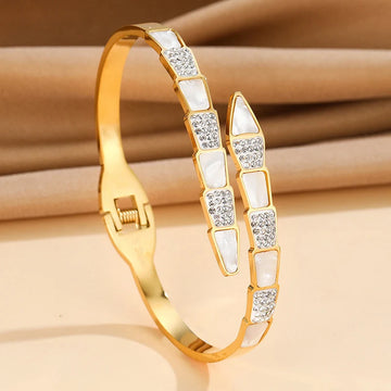 Gold-Plated Anti-Tarnish Geometric Open Cuff Bracelet