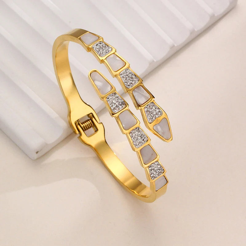 Gold-Plated Anti-Tarnish Geometric Open Cuff Bracelet