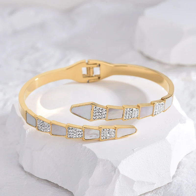 Gold-Plated Anti-Tarnish Geometric Open Cuff Bracelet