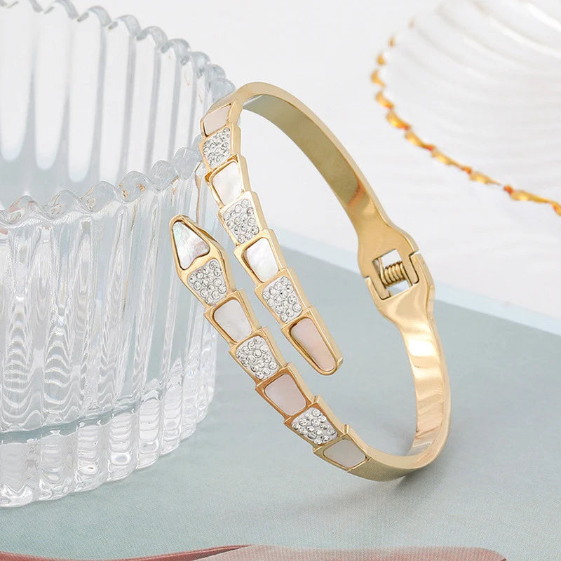 Gold-Plated Anti-Tarnish Geometric Open Cuff Bracelet
