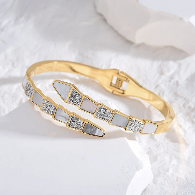 Gold-Plated Anti-Tarnish Geometric Open Cuff Bracelet