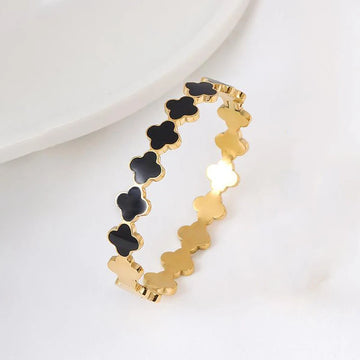 Gold Plated Black Clover Anti-Tarnish Bracelet