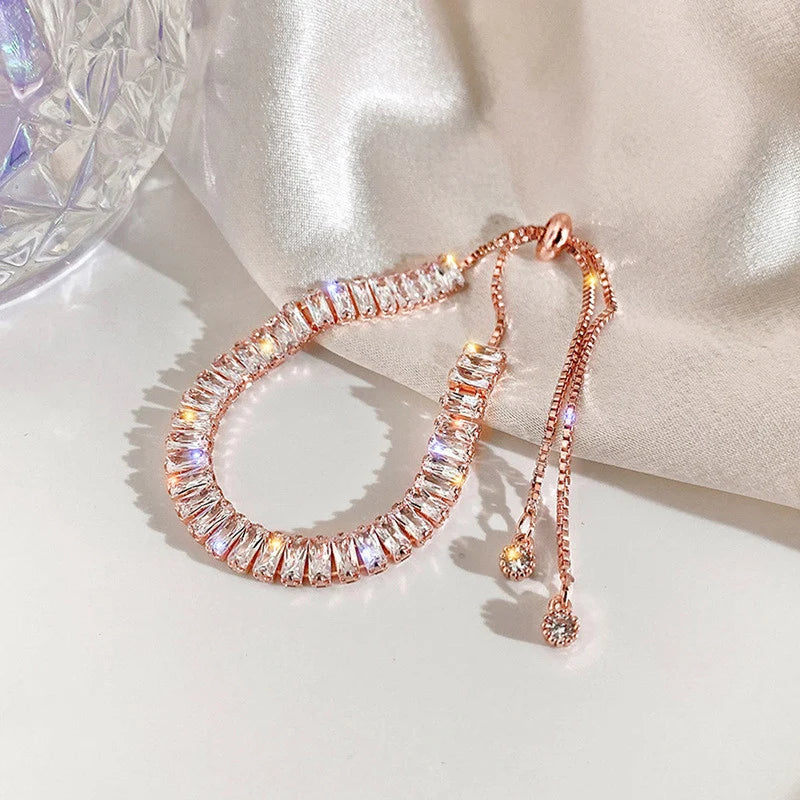 Rose Gold Baguette Crystal Bracelet