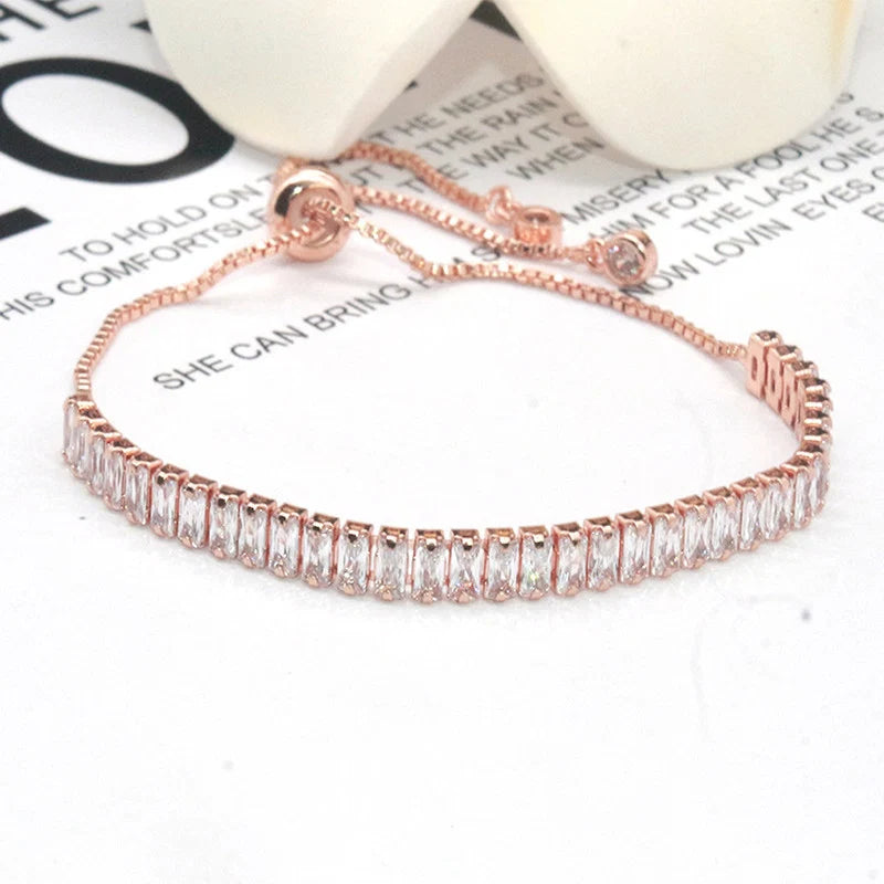 Rose Gold Baguette Crystal Bracelet
