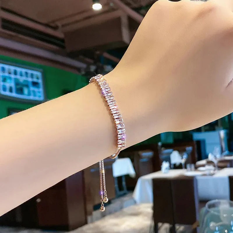 Rose Gold Baguette Crystal Bracelet