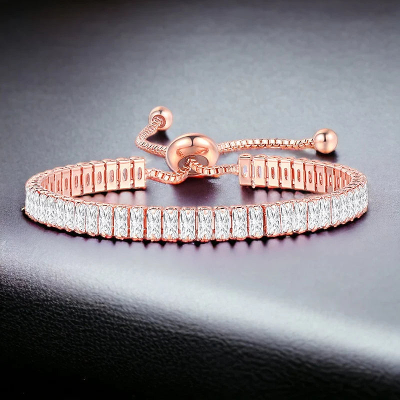 Rose Gold Baguette Crystal Bracelet