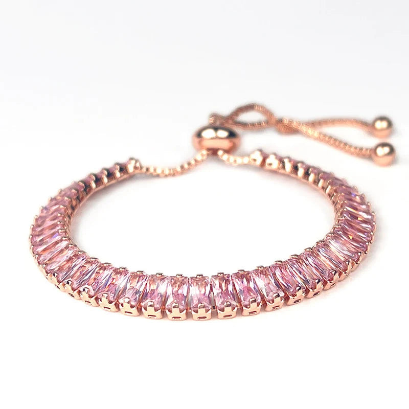 Rose Gold Pink Baguette Crystal Bracelet