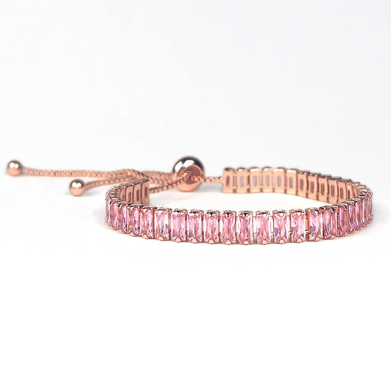 Rose Gold Pink Baguette Crystal Bracelet