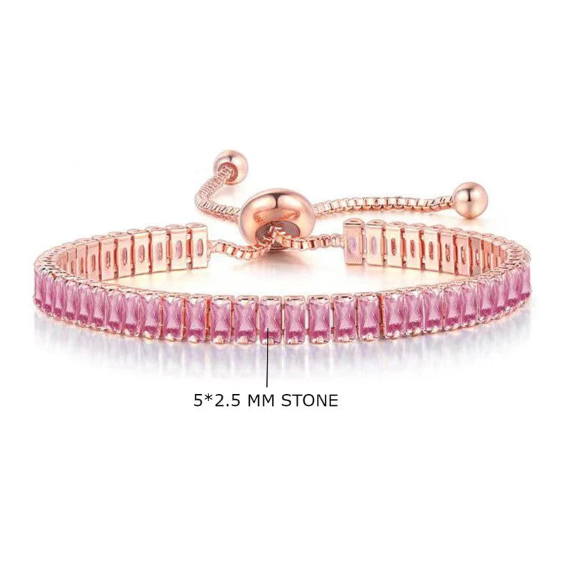Rose Gold Pink Baguette Crystal Bracelet