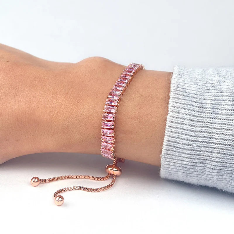 Rose Gold Pink Baguette Crystal Bracelet