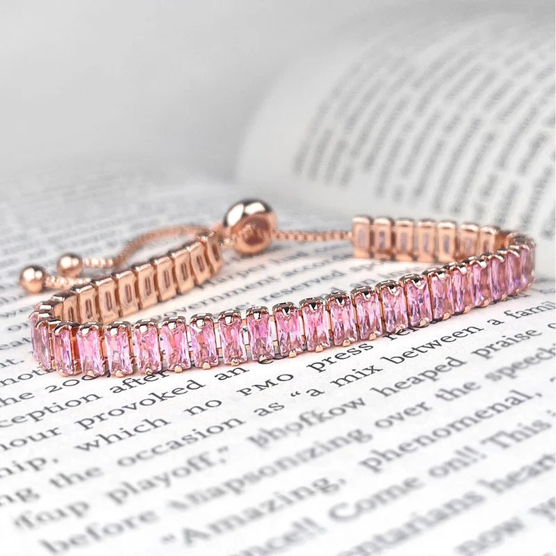 Rose Gold Pink Baguette Crystal Bracelet