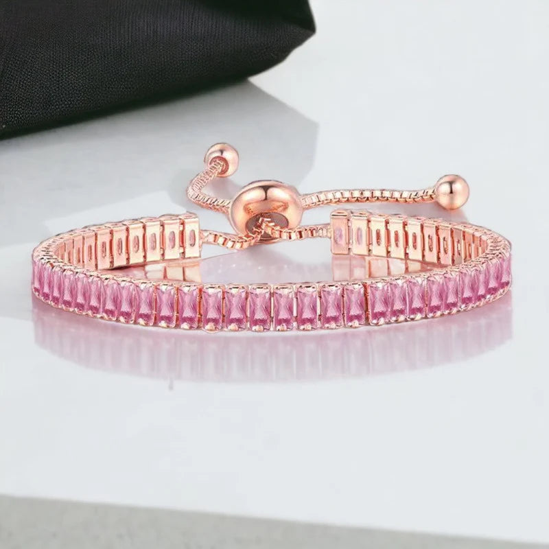 Rose Gold Pink Baguette Crystal Bracelet