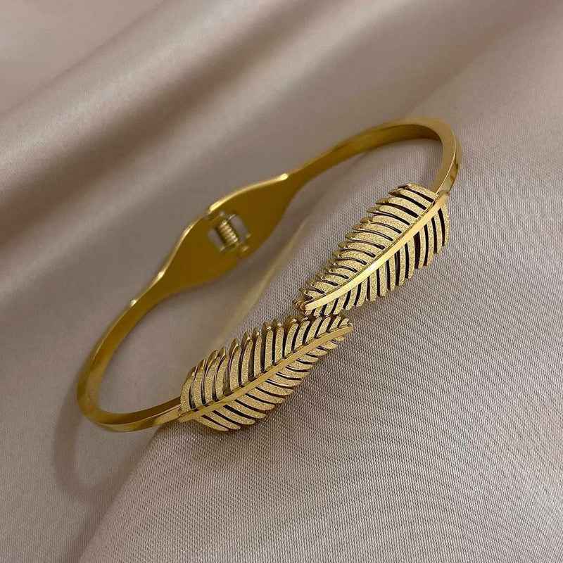 Gold Plated Feather Cuff Bracelet