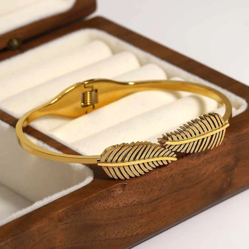 Gold Plated Feather Cuff Bracelet