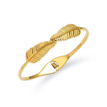 Gold Plated Feather Cuff Bracelet