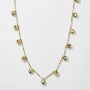Gold-Plated CZ Station Chain Necklace
