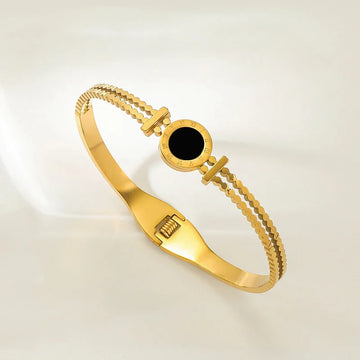 Gold-Plated Black Dial Roman Numeral Bracelet