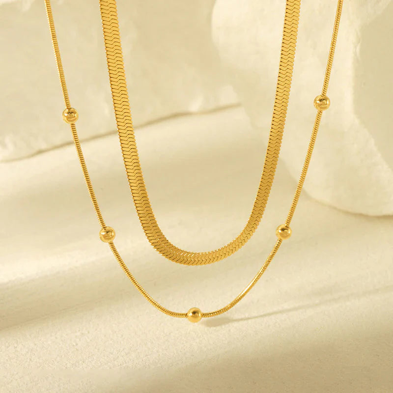 Anti-Tarnish Gold Layered Snake Chain Necklace
