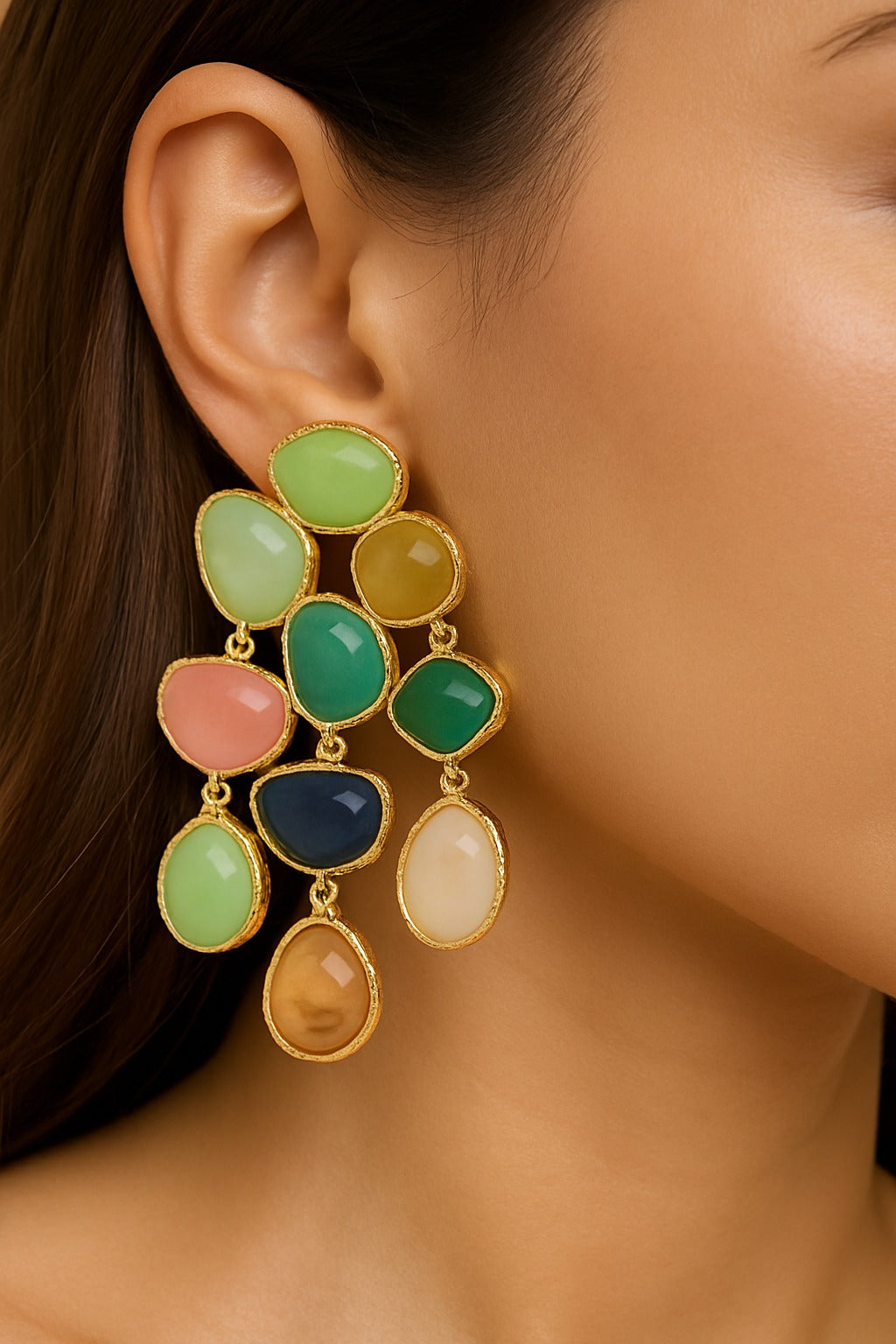 Modern Organic Gold Drop Earring