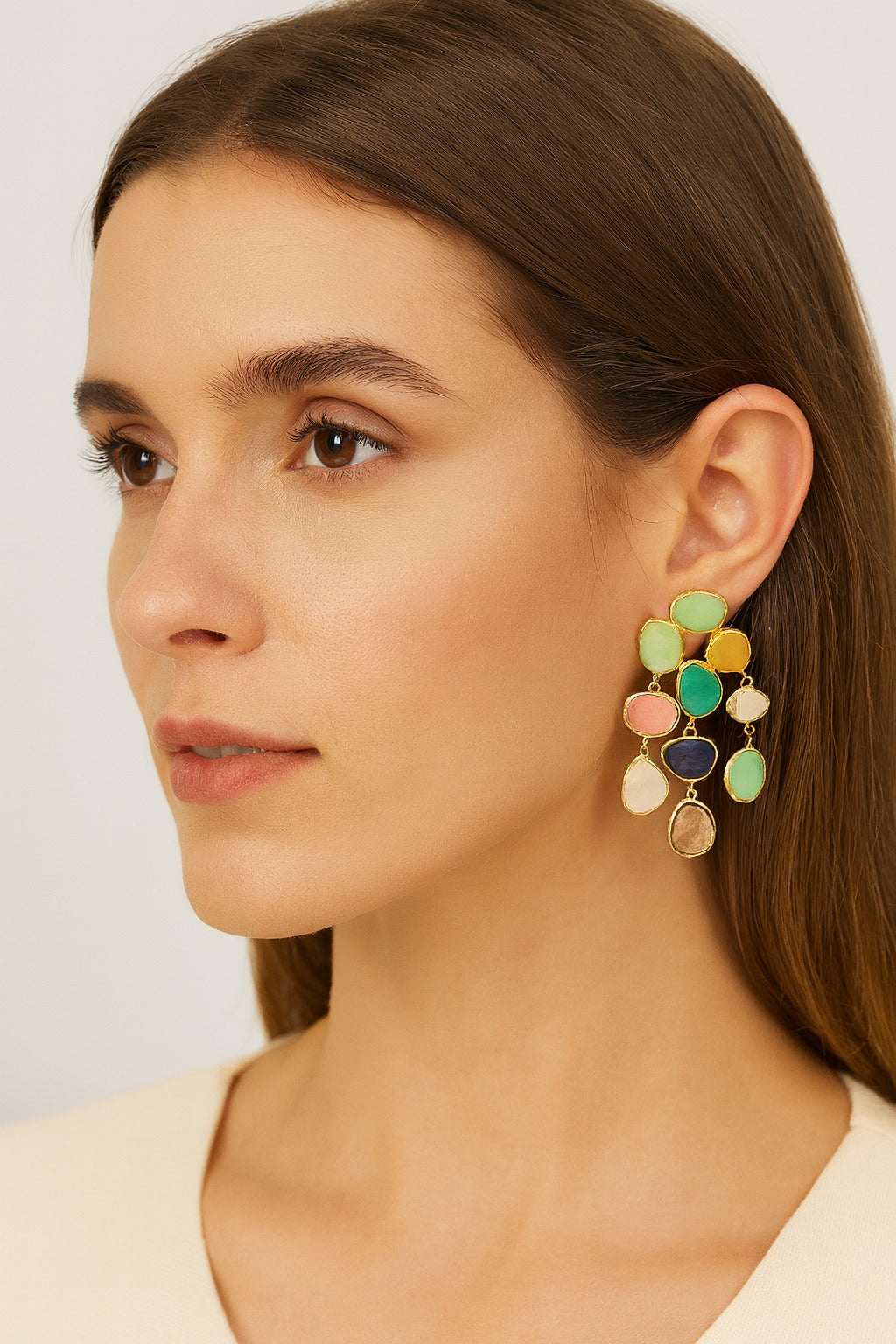 Modern Organic Gold Drop Earring
