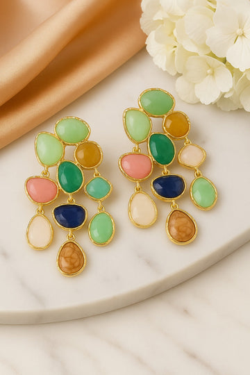 Modern Organic Gold Drop Earring