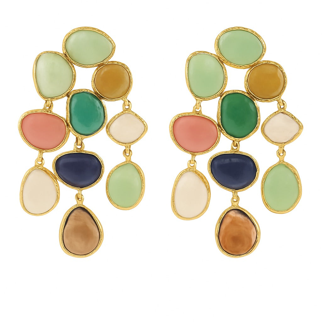 Modern Organic Gold Drop Earring