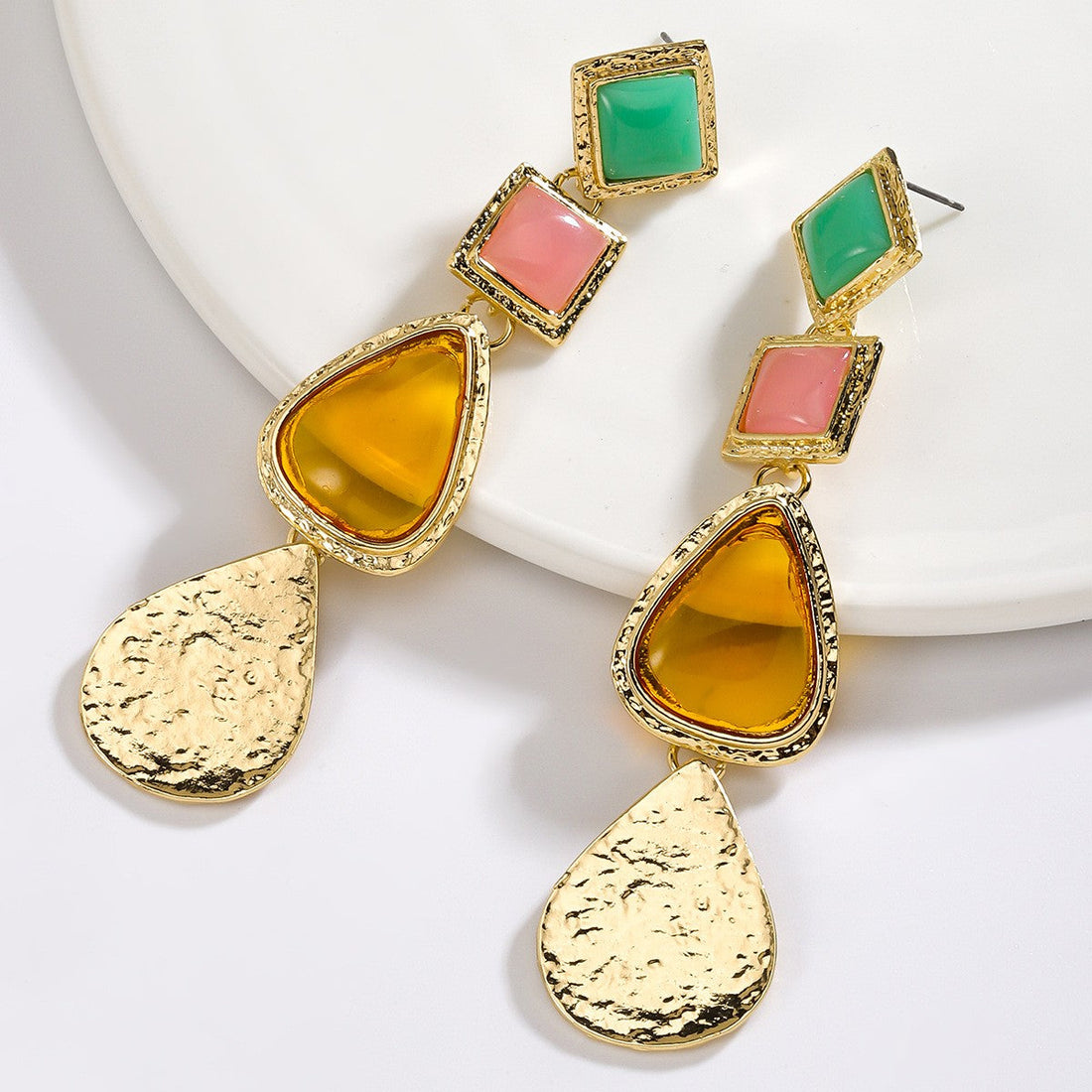 Vintage Multicolor Geometric Dangle Earring