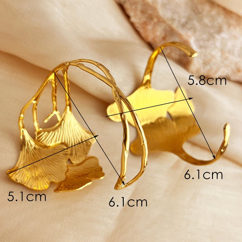 Gold Ginkgo Leaf Cuff Bracelet