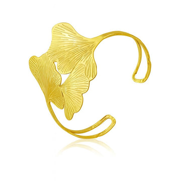 Gold Ginkgo Leaf Cuff Bracelet