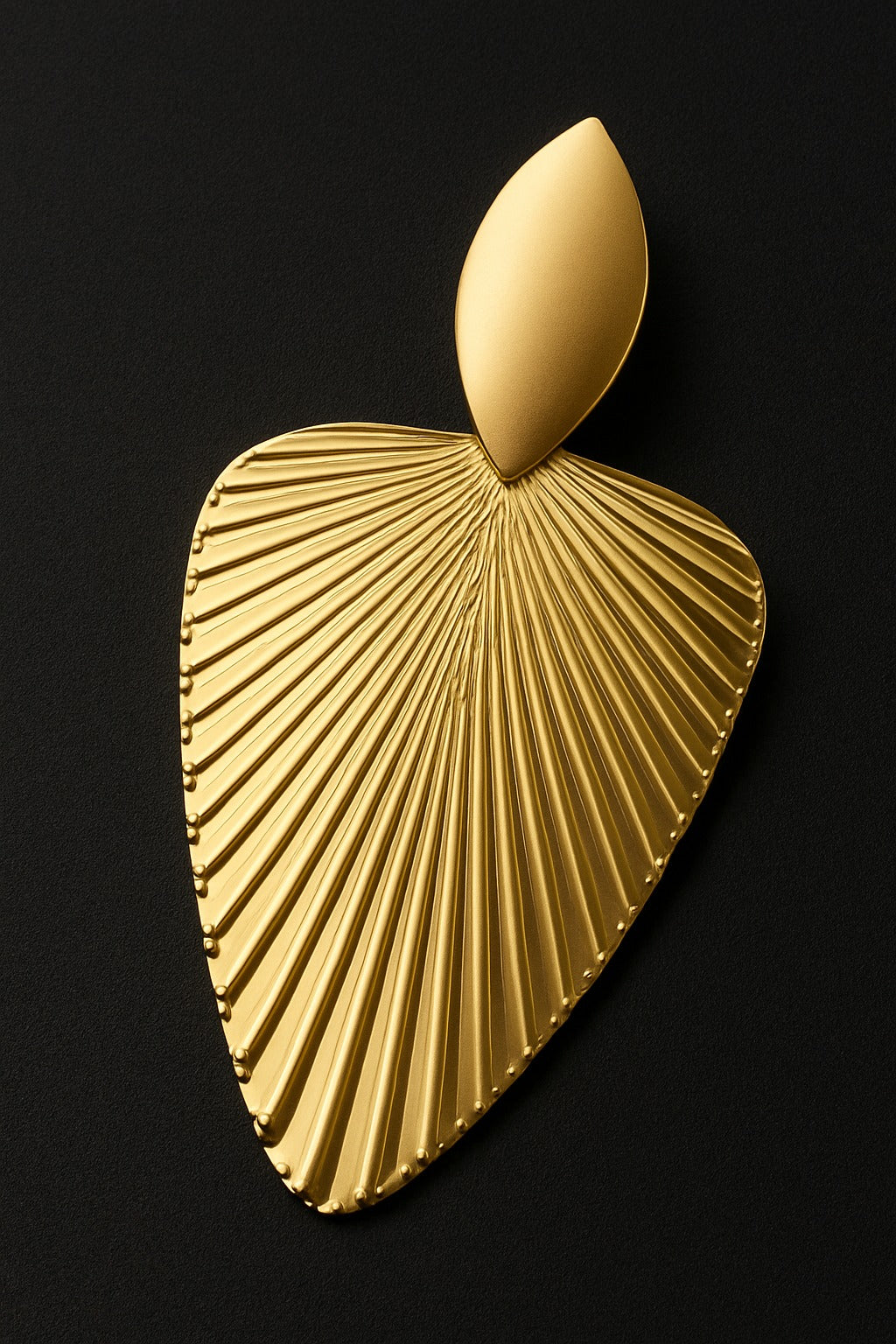 Elegant Gold Fan Leaf Statement Earring