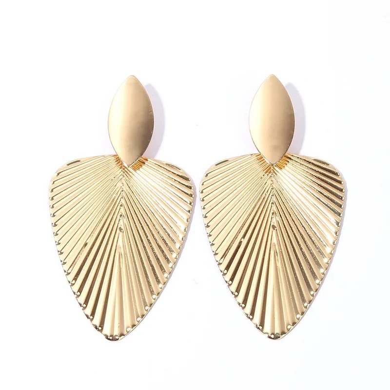 Elegant Gold Fan Leaf Statement Earring