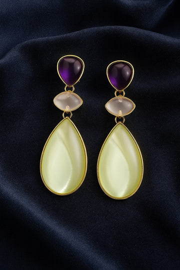 Elegant Triple Stone Drop Earring