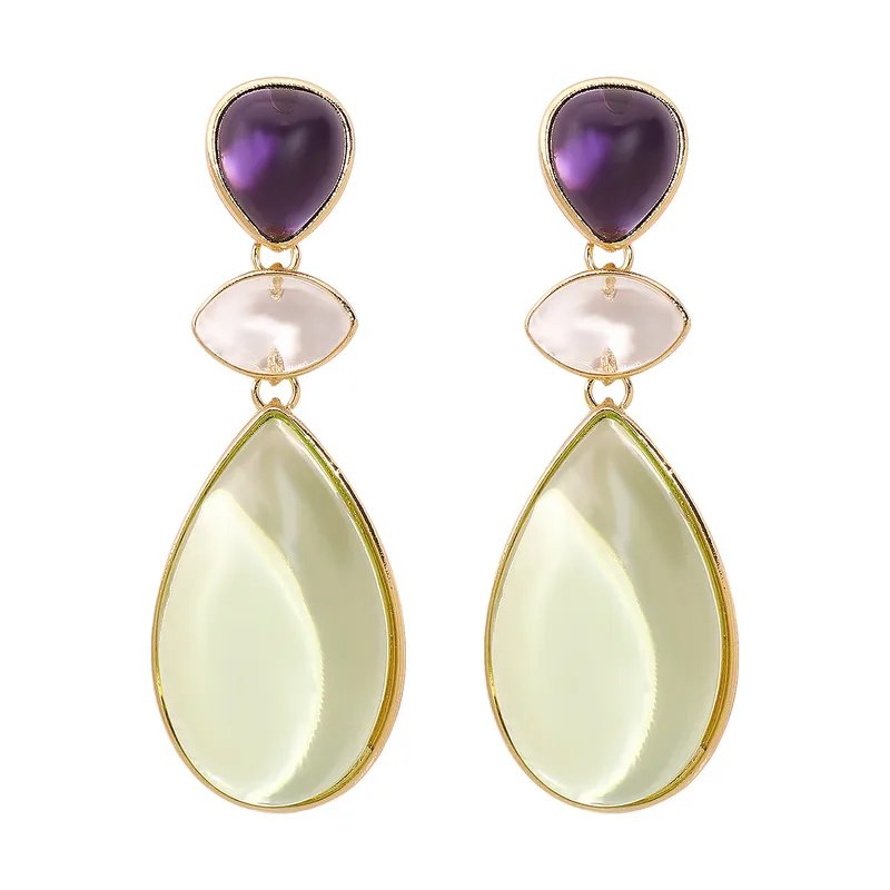 Elegant Triple Stone Drop Earring